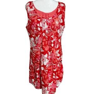 Desigual red tropical sleeveless pockets floral dress size XL